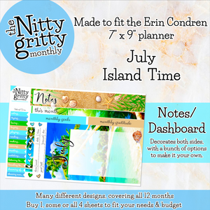 July Island Time - The Nitty Gritty Monthly - Erin Condren Vertical Horizontal