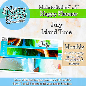 July Island Time - The Nitty Gritty Monthly - Happy Planner Classic