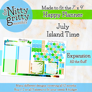 July Island Time - The Nitty Gritty Monthly - Happy Planner Classic