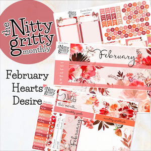 February Hearts Desire - The Nitty Gritty Monthly - Erin Condren Vertical Horizontal