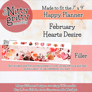 February Hearts Desire - The Nitty Gritty Monthly - Happy Planner Classic