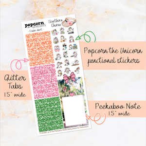 Popcorn the Unicorn Combo stickers - POCKET Weekly kits functional glitter tabs