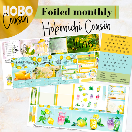 June Lemon Breeze FOILED monthly - Hobonichi Cousin A5 personal planner