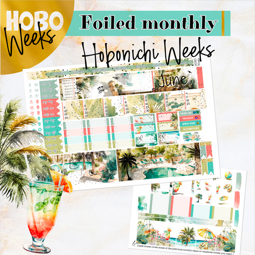 June Summer Oasis FOILED monthly - Hobonichi Weeks personal planner
