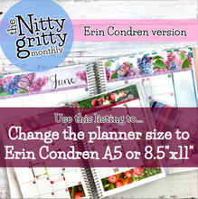 Load image into Gallery viewer, Change the PLANNER of The Nitty Gritty Monthly sheets Erin Condren A5 &amp; 8.5&quot;x11&quot;