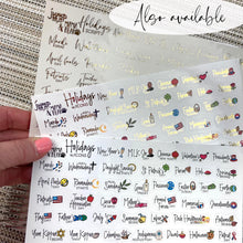 Load image into Gallery viewer, Foil - Holidays Script planner stickers   (F-142-1)