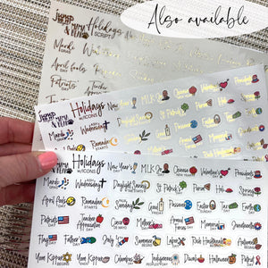 Foil - Holidays Script planner stickers   (F-142-1)