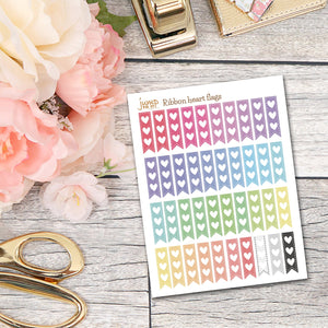 Ribbon heart flags checklist stickers             (S-123)