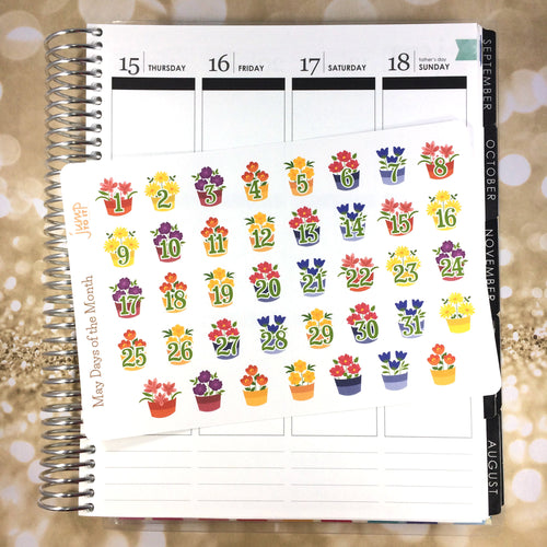 May Days of the Month / Countdown stickers               (S-100-5)