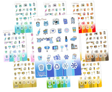 Load image into Gallery viewer, Functional Sampler stickers -Happy Planner Erin Condren Recollection - Chores workout cleaning bills shopping laundry