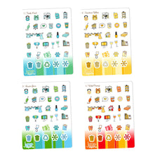 Load image into Gallery viewer, Functional Sampler stickers -Happy Planner Erin Condren Recollection - Chores workout cleaning bills shopping laundry