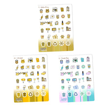 Load image into Gallery viewer, Functional Sampler stickers -Happy Planner Erin Condren Recollection - Chores workout cleaning bills shopping laundry
