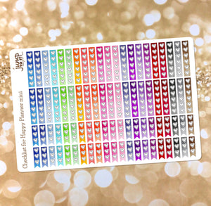 Checklist hearts for the Happy Planner mini - flags stickers rainbow watercolor personal