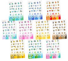 Load image into Gallery viewer, Functional Sampler stickers -Happy Planner Erin Condren Recollection - Chores workout cleaning bills shopping laundry