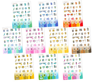 Functional Sampler stickers -Happy Planner Erin Condren Recollection - Chores workout cleaning bills shopping laundry