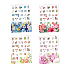 Load image into Gallery viewer, Floral Functional Sampler stickers -Happy Planner Erin Condren Recollection - flowers Chores workout cleaning bills shopping laundry
