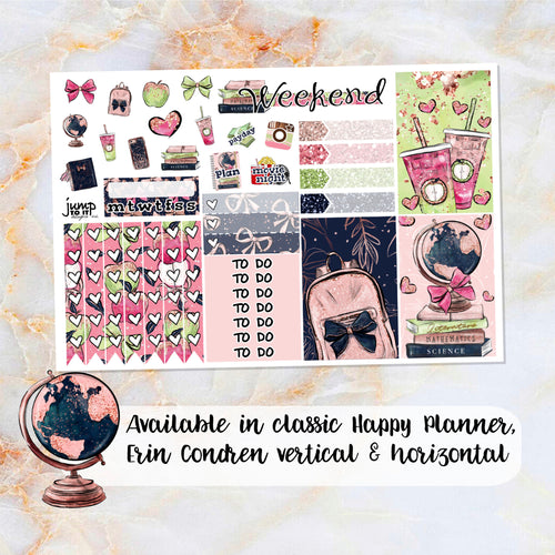 School Glam sampler stickers - for Happy Planner, Erin Condren Vertical and Horizontal Planners - school class fall