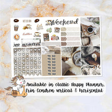 Load image into Gallery viewer, Stay Toasty sampler stickers - for Happy Planner, Erin Condren Vertical and Horizontal Planners - coffee neutral