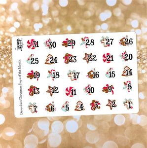 December Christmas Countdown / Days of the Month stickers (S-100-12) – Jump  To It Designs