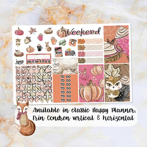 Foxy Fall sampler stickers - Happy Planner, Erin Condren Vertical and Horizontal