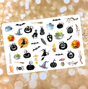 Halloween 2 stickers - for Erin Condren Happy Planner - fall autumn October pumpkin bats ghosts