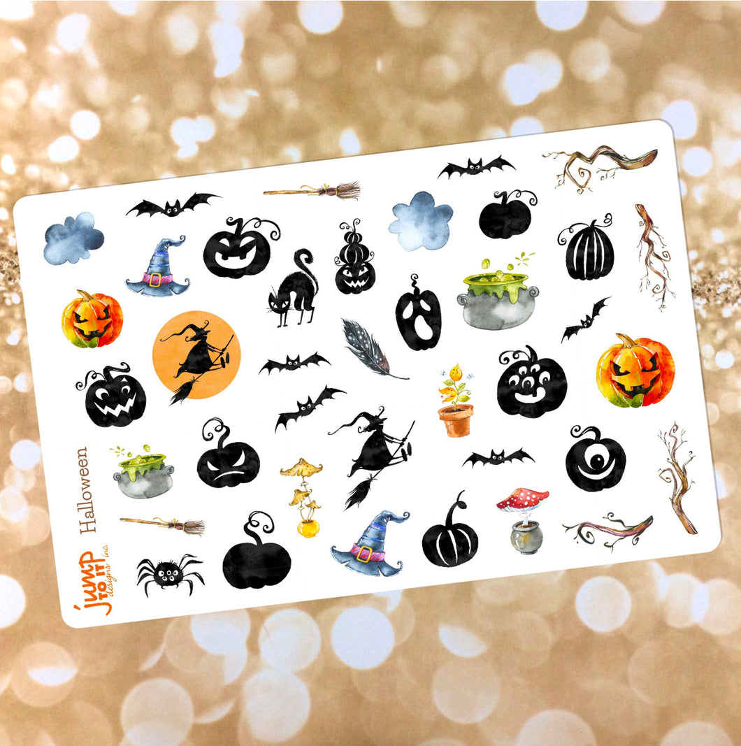 Halloween 2 stickers - for Erin Condren Happy Planner - fall autumn October pumpkin bats ghosts
