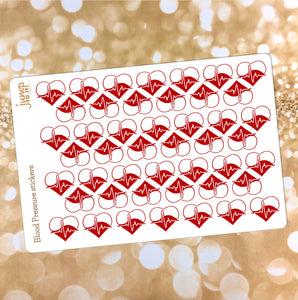 Blood Pressure Tracker stickers - Erin Condren Happy Planner - medical health heart
