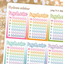 Load image into Gallery viewer, Hydrate sidebar RAINBOW planner stickers