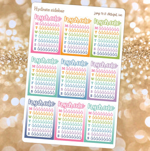 Hydrate sidebar RAINBOW planner stickers