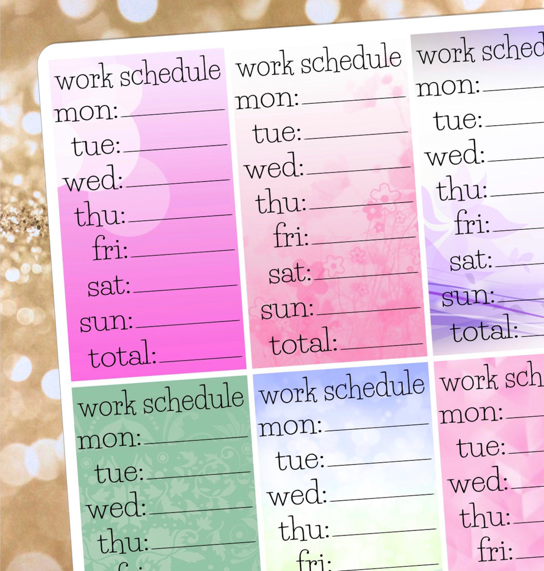 Work Schedule stickers