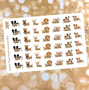 Dog/Puppy Flea Treatment, Vet & Heartworm Reminder Stickers        (R-110+)