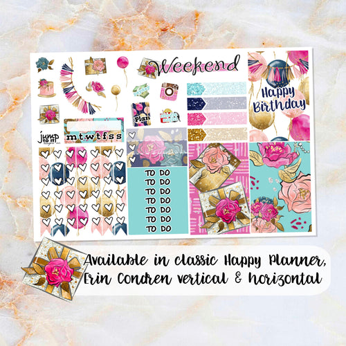 Happy Birthday! sampler stickers - for Happy Planner, Erin Condren Vertical and Horizontal Planners