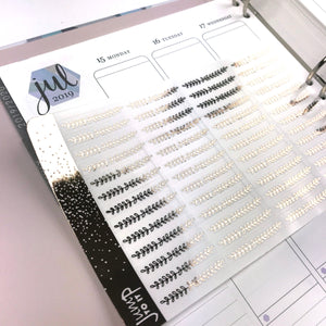 Foil Planner Stickers - LEAF DIVIDERS - Erin Condren Happy Planner B6 Hobo