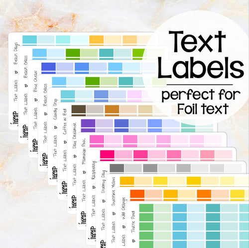 Text labels tabs colorful - perfect for foil scripts                (S-127+)