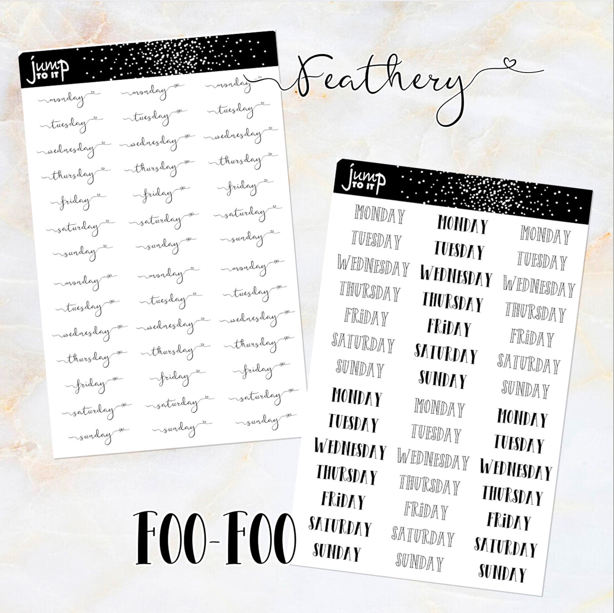 Foil - Weekday script stickers (F-190) – Jump To It Designs