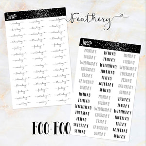 Foil WEEKDAY stickers - Erin Condren Happy Planner B6 Hobo