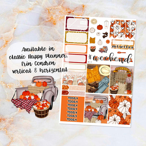 Pumpkin Patch sampler stickers - for Happy Planner, Erin Condren Vertical and Horizontal Planners