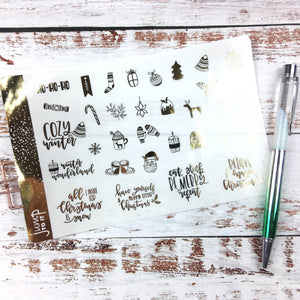 Foil Planner Stickers - WINTER/CHRISTMAS icons & quotes - Erin Condren Happy Planner Big Mini B6 Hobo