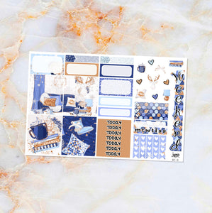 Winter Blues sampler stickers - for Happy Planner, Erin Condren Vertical and Horizontal Planners