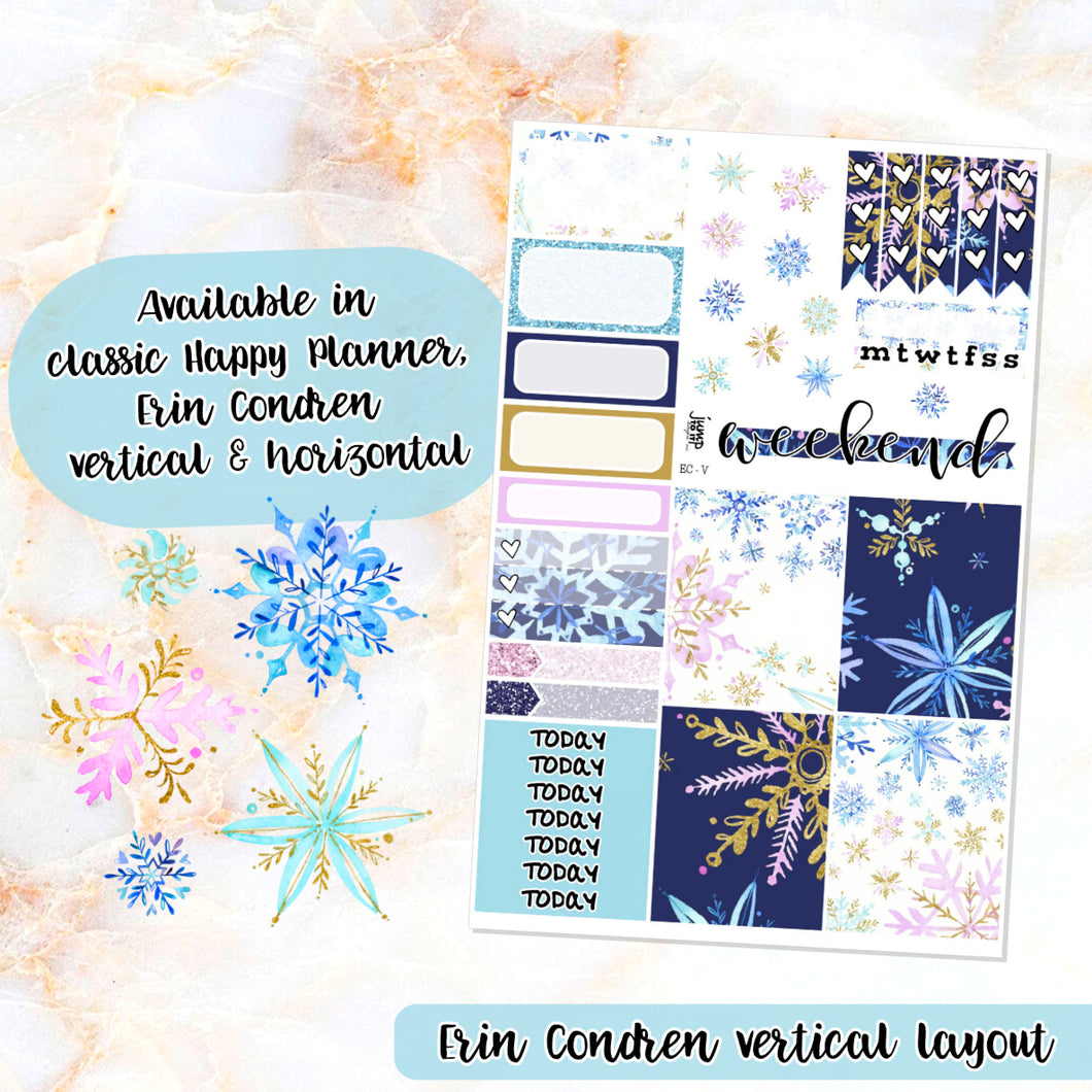 Snowflakes sampler stickers - for Happy Planner, Erin Condren Vertical and Horizontal Planners