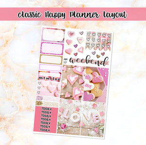 Valentine Love sampler stickers - for Happy Planner, Erin Condren Vertical and Horizontal Planners