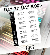 Load image into Gallery viewer, Foil Planner Stickers - CAT Day to Day icons - Erin Condren Happy Planner B6 Hobo - kittens pets