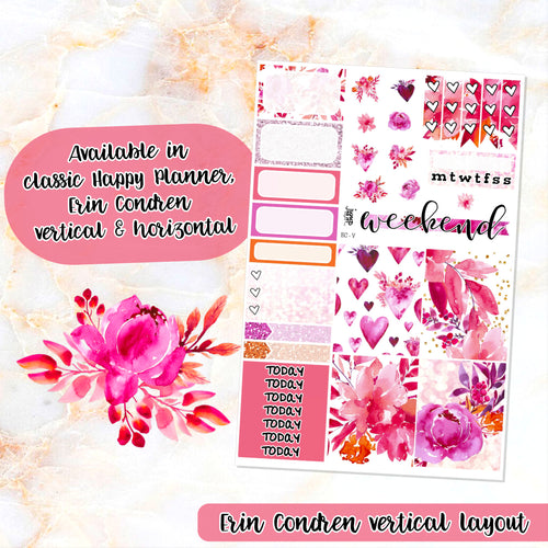 Be Mine sampler stickers - Happy Planner, Erin Condren Vertical and Horizontal Planners