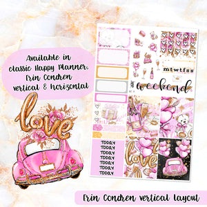 Love is in the Air sampler stickers - for Happy Planner, Erin Condren Vertical and Horizontal Planners