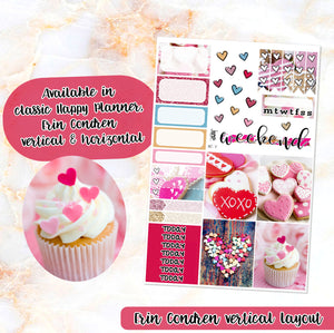 Sweet Valentine sampler stickers - for Happy Planner, Erin Condren Vertical and Horizontal Planners