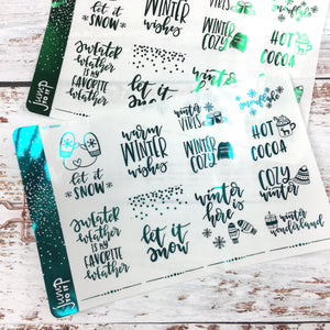 Foil Planner Stickers - WINTER QUOTE full boxes - Erin Condren Happy Planner Big Mini B6 Hobo