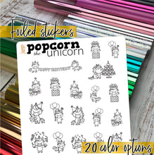Load image into Gallery viewer, Foil Planner Stickers - BIRTHDAY icon - Erin Condren Happy Planner B6 Hobo - party celebrate
