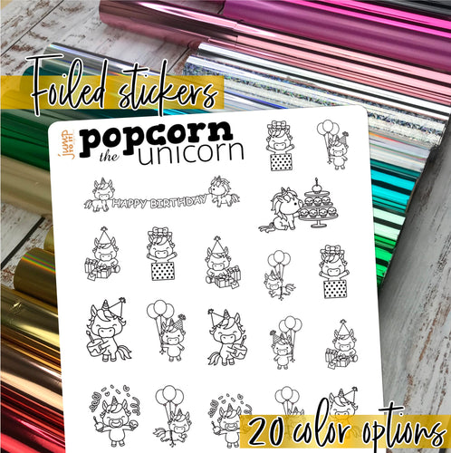 Foil Planner Stickers - BIRTHDAY icon - Erin Condren Happy Planner B6 Hobo - party celebrate