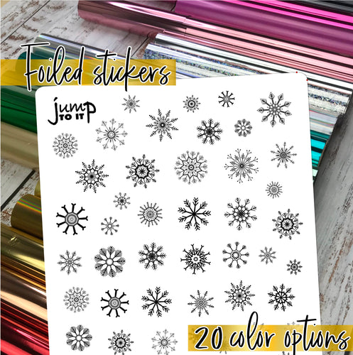 Foil SNOWFLAKE Stickers - Erin Condren Happy Planner B6 Hobo - brush stroke chores