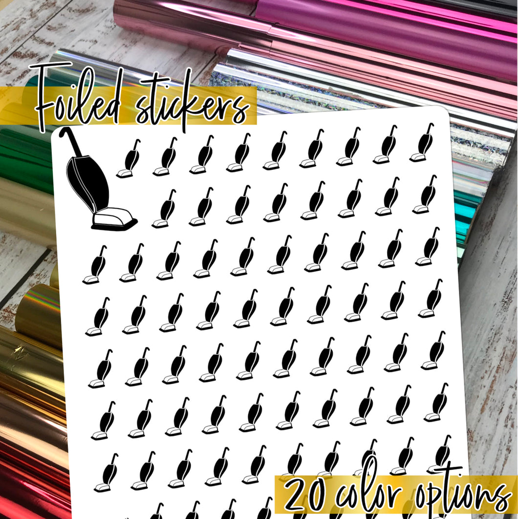 Foil Planner Stickers - VACUUM CLEANING icon - Erin Condren Happy Planner B6 Hobo - household chores